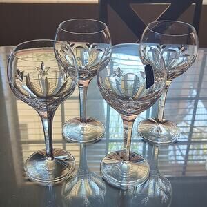 Vintage Stuart Crystal Valencia Wine Glass Goblet Waterford Wedgewood Set of 4